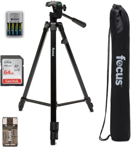 حامل ثلاثي القوائم لكاميرات Focus Camera Travel DSLR مع بطاقة SD سعة 64 جيجابايت وقارئ بطاقات (3 قطع) in Kuwait