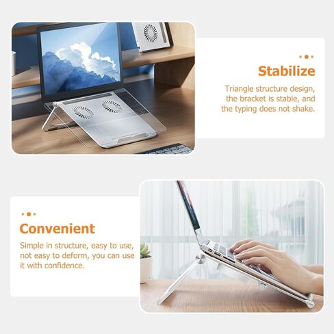 NOLITOY Laptop Stand with Cooling Fans Stable Triangle Structure Quiet Motor Non-Slip Silicone Base Ergonomic Height for Notebook PC Cooling and Typing Comfort in Saudi Arabia