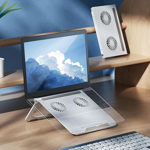 NOLITOY Laptop Stand with Cooling Fans Stable Triangle Structure Quiet Motor Non-Slip Silicone Base Ergonomic Height for Notebook PC Cooling and Typing Comfort in Saudi Arabia