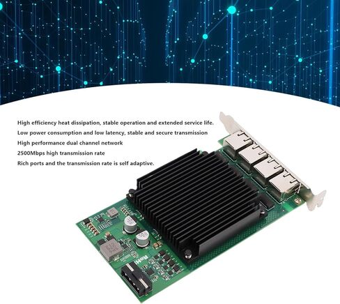 بطاقة شبكة EBTOOLS ذات 4 منافذ PoE PCIe، شريحة التحكم الرئيسية i226 بطاقة جيجابت إيثرنت 2.5 جيجا بايت مع تصميم فعال لتبديد الحرارة، لالتقاط الكاميرا الصناعية in Kuwait