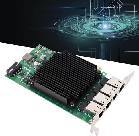 بطاقة شبكة EBTOOLS ذات 4 منافذ PoE PCIe، شريحة التحكم الرئيسية i226 بطاقة جيجابت إيثرنت 2.5 جيجا بايت مع تصميم فعال لتبديد الحرارة، لالتقاط الكاميرا الصناعية in Kuwait