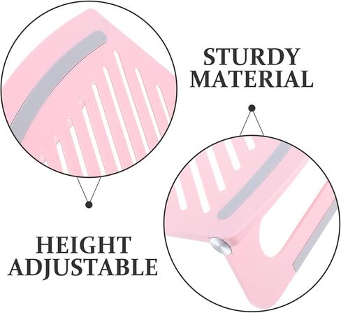 Foldable Pink Laptop Stand Multi-Angle Adjustable Height Ventilated Riser Desktop Holder Portable Laptop Elevator for Home and Office Use in Saudi Arabia