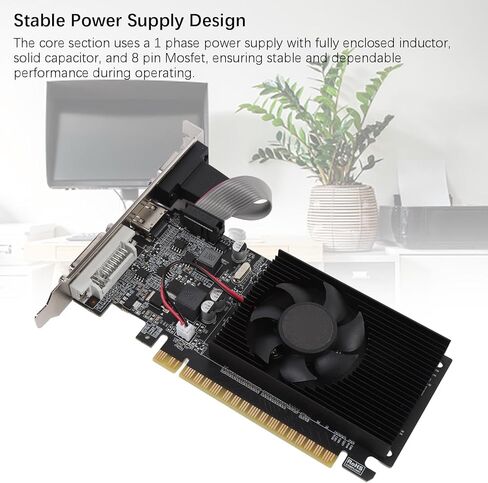 Zunate PCI Express 2.0 Graphics Card 1GB DDR3 64 Bit – 500MHz Core, 589MHz Memory, VGA DVI HDMI Output, Low Noise Video Card for PC Display Rendering and Multimedia Use in Saudi Arabia