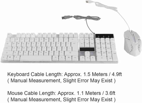مجموعة لوحة مفاتيح وماوس، 104 مفاتيح RGB بإضاءة خلفية سلكية USB لوحة مفاتيح وماوس للألعاب مع اتصال ثابت وكتابة مريحة، للكمبيوتر المحمول في المنزل والمكتب in Kuwait