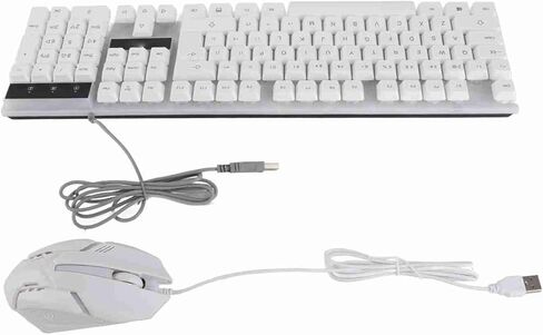 مجموعة لوحة مفاتيح وماوس، 104 مفاتيح RGB بإضاءة خلفية سلكية USB لوحة مفاتيح وماوس للألعاب مع اتصال ثابت وكتابة مريحة، للكمبيوتر المحمول في المنزل والمكتب in Kuwait