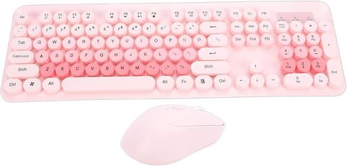GOWENIC Wireless Keyboard and Mouse Combo, Cute 104 Keys Typewriter Style with Bubble Round Keycaps, 2.4GHz Keyboard & 3 DPI Mouse for PC Laptop Desktop (Purple) in Saudi Arabia