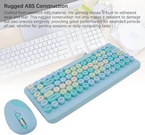 Diyeeni Wireless Keyboard and Mouse Combo, Cute Typewriter Retro Round Computer Keyboard, 2.4G Rechargeable Combo, Plug and Play, for Laptop, PC, Computer (Misty Blue) in Saudi Arabia