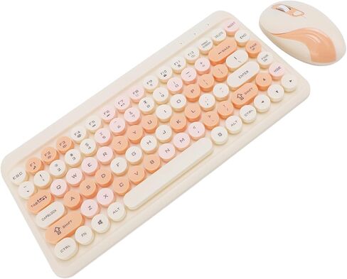 Diyeeni Wireless Keyboard and Mouse Combo, Cute Typewriter Retro Round Computer Keyboard, 2.4G Rechargeable Combo, Plug and Play, for Laptop, PC, Computer (Misty Blue) in Saudi Arabia
