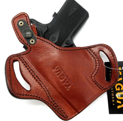 حافظة حزام OWB من الجلد البني لليد اليمنى مقاس 3 بوصات 1911، Springfield Armory EMP، Micro Compact 45، المزيد. in Kuwait
