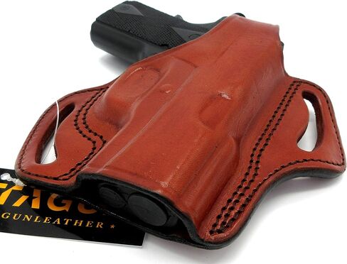 حافظة حزام OWB من الجلد البني لليد اليمنى مقاس 3 بوصات 1911، Springfield Armory EMP، Micro Compact 45، المزيد. in Kuwait