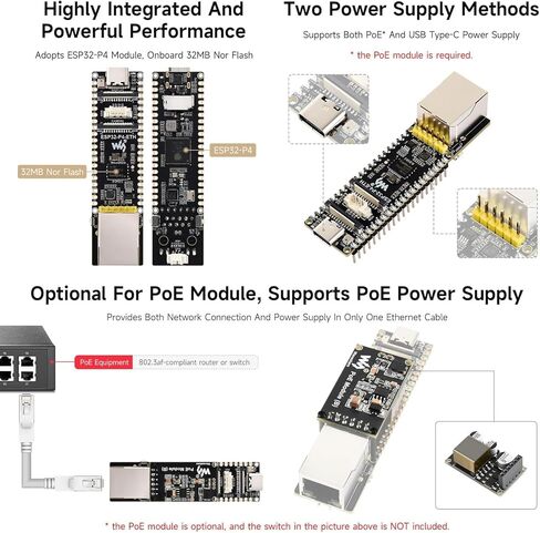 ESP32-P4-ETH High-Performance Development Board, Based On ESP32-P4, with 100 Mbps RJ45 Ethernet Port, with Pre-soldered Headers (ESP32-P4-ETH-M) in Saudi Arabia