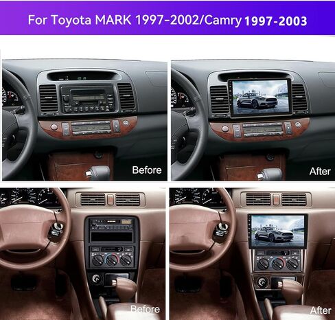4Core 4G+64G Android 15 راديو ستيريو للسيارة لتويوتا كامري 1997-2003، Rimoody Wireless Carplay Andorid auto Mirror Link 9 بوصة HD لمس GPS WiFi Bluetooth FM/RDS EQ-32 SWC كاميرا احتياطية لشاشة مقسمة in Kuwait
