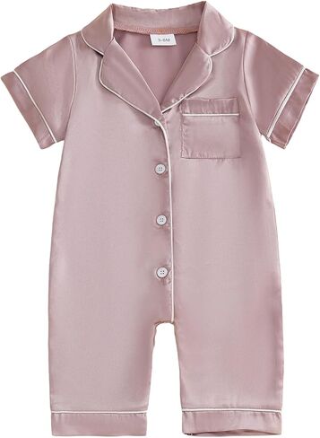 Baby Girl Boy Pajamas Button Down Romper Jumpsuit Short Sleeve Nightgown Newborn Sleepwear One-Piece Summer Pjs in Kuwait