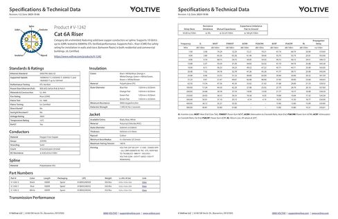 كابل إيثرنت Voltive Cat6A، Riser (CMR)، أزرق، 1000 قدم - 23AWG 4 أزواج من النحاس الصلب، UTP، 500 ميجاهرتز، معتمد من UL وتم التحقق من ETL - V-1242-1 in Kuwait