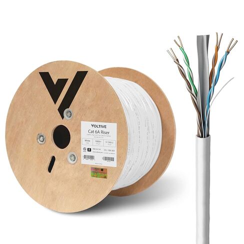 كابل إيثرنت Voltive Cat6A، Riser (CMR)، أزرق، 1000 قدم - 23AWG 4 أزواج من النحاس الصلب، UTP، 500 ميجاهرتز، معتمد من UL وتم التحقق من ETL - V-1242-1 in Kuwait