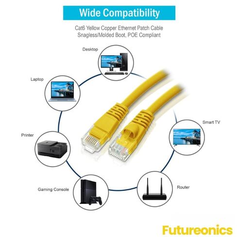 (10 Pack Cat 6 Ethernet Cable 30 Feet Yellow UTP Booted 30 FT Computer Network Cable, Internet Cable, Cat 6 Cable in Saudi Arabia