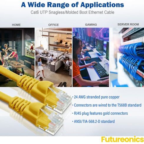 (10 Pack Cat 6 Ethernet Cable 30 Feet Yellow UTP Booted 30 FT Computer Network Cable, Internet Cable, Cat 6 Cable in Saudi Arabia