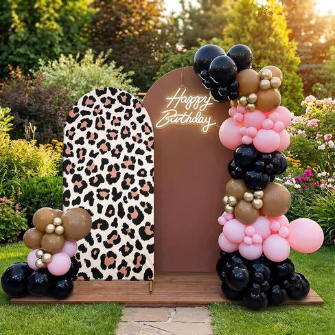 Chumia 2 Pcs Cheetah Print Birthday Decorations Leopard Backdrop Arch Covers Cheetah Wedding Arch Backdrop Cover Bridal Shower Baby Shower Safari Theme Party Supplies 6ft/7.2ft in Saudi Arabia