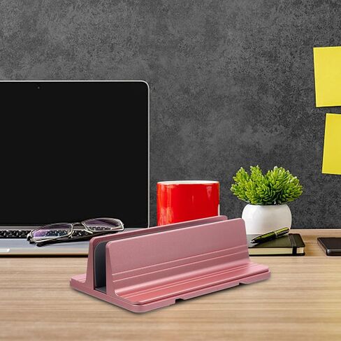 Gadpiparty Aluminum Vertical Laptop Stand and Tablet Rack for Desk, Rose Gold Laptop Riser Cooling Base, Portable Organizer for Ergonomic Workspace and Home Office in Saudi Arabia