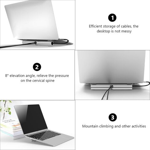Homoyoyo Aluminum Alloy Laptop Stand 11-14 Inch Cooling Rack with Hollow Wire Organizer Portable Notebook Holder for Office and Home Use Silver in Saudi Arabia