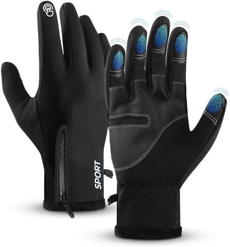 AURUZA Zipper Winter Gloves for Men Women, Thermal Touchscreen Gloves Waterproof Windproof for Cycling, Skiing, Running & Cold Weather in Saudi Arabia
