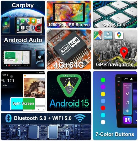 راديو ستيريو للسيارة ASURE 8Core 4+64GB Android لسيارة Honda Odyssey MK4 2011-2017، وحدة رأس ملاحة GPS مدمجة في لوحة القيادة مقاس 9 بوصة مع Carplay لاسلكي، Android Auto، مشغل وسائط متعددة بشاشة لمس 1280 × 800 in Kuwait