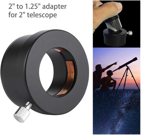 Telescope Eyepiece Adapter, Compression Ring Fitting, 2 to 1.25 Black Metal Telescope Eyepiece Mount Adapter Accessories Adaptor, for 1.25 Inch Mount of Telescopes in Saudi Arabia
