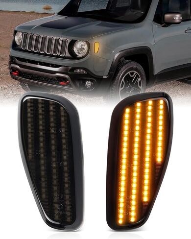 مصابيح LED للعلامات الجانبية لسيارة Jeep Renegade 2015 2016 2017 2018 2019 2020 2021 2022 2023، عدسات مدخنة بيضاء LED علامات جانبية للمصد الأمامي، حزمة من 2 in Saudi Arabia