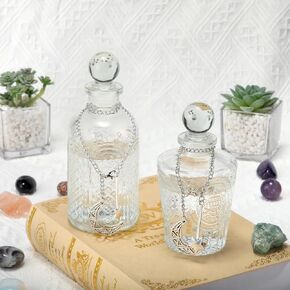 2 Pcs 5 oz Moon Energy Glass Bottle with 2 Lunar Star Spiritual Moonlight Water Jar Chain Charging Container with Lid for Infusing Intentions Crystal Cleansing Meditation Witchcraft Home Decor in Saudi Arabia