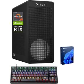 HP OMEN 16L Gaming Desktop, AMD Ryzen 7 8700F (Beats Intel i7-14700F), NVIDIA RTX 5060, 64GB DDR5 RAM, 1TB SSD, W11P, Music Production Workstation, Bundle with Thunderobot KG3089R Gaming KB in Kuwait