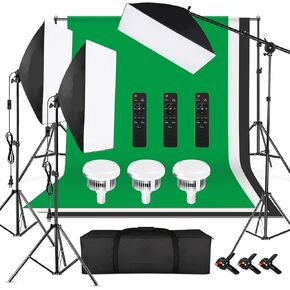 Studio Photography Light Kit, 85W Bi-Color LED Light with 50x70cm Softbox, Adjustable Stand & Boom Arm, 3000K-6000K Temperature for Portrait Product Video Shooting in Kuwait