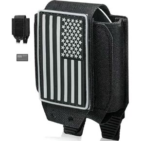 2 Pack Laser Cut Molle Handcuff Pouch with Key Holder, Tactical Handcuff Holder with Flag Fits Chain/Hinged/Rigid Cuffs, Black in Kuwait