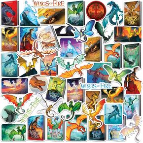 مجموعة متنوعة من الملصقات الفاخرة من الفينيل من مجموعة Wings of Fire الأدبية 50 قطعة - ملصقات مقطوعة بالقالب على شكل تنين خيالي لأجهزة الكمبيوتر المحمول، وزجاجة المياه، وسجلات القصاصات، والكمبيوتر اللوحي، والاستخدام الداخلي والخارجي in Kuwait