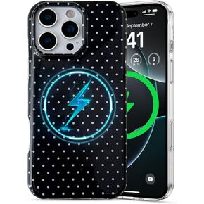 EYZUTAK Magnetic for iPhone 13/iPhone 14 Case Compatible with MagSafe, Fashion Cute Polka Dot Phone Case Simple Chic Aesthetic Polka Dot Pattern Slim TPU Protective Cover for Women Girls - White in Saudi Arabia