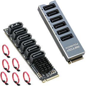 محول M.2 إلى SATA 3.0 [6 منافذ] مع كابل 6X SATA3 + محول M.2 إلى SATA [6 منافذ] مع حافظة in Kuwait