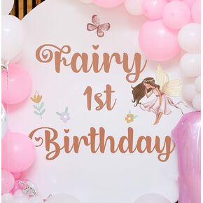 Fairy 1st Birthday Wall Decal Fairy First Birthday Party Decorations Butterfly Fairy Balloon Arch Stickers Flowers Garland Baby Shower Anniversary Baby Shower Party Supplies in Kuwait
