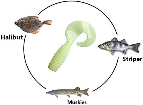 10" Big N Grub Soft Baits, 2 Pcs Root Beer Color in 1 Pack, for Saltwater & Freshwater Fishing, Curly Tail Design, Ideal for Halibut, Lingcod, Rockfish & Bottom Fishing in Saudi Arabia