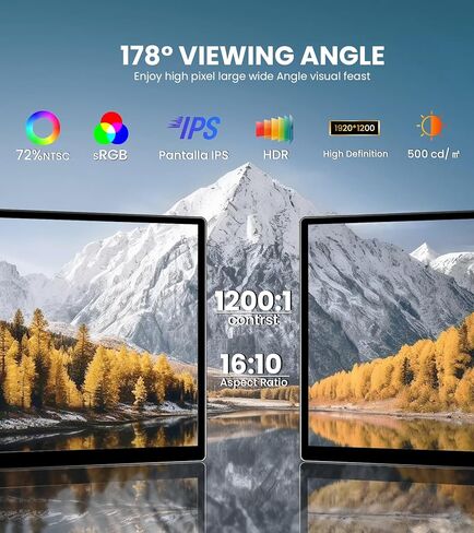 شاشة لمس مقاس 14 بوصة للاستخدام الصناعي بدقة FHD 1920×1200 HDR IPS 500 nits 100% sRGB متعدد المنافذ HDMI VGA DVI متوافقة مع أجهزة الكمبيوتر المحمول PS5/PS4 Xbox/Game in Saudi Arabia
