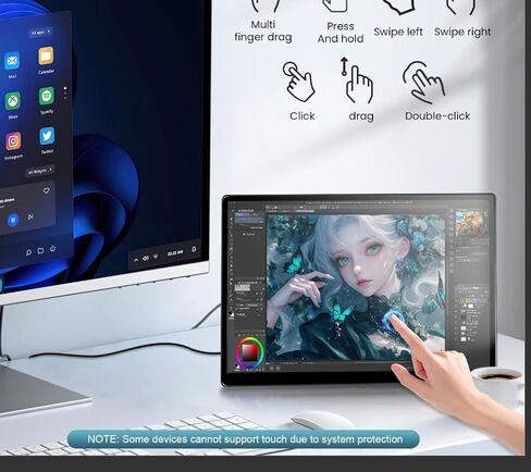 شاشة لمس مقاس 14 بوصة للاستخدام الصناعي بدقة FHD 1920×1200 HDR IPS 500 nits 100% sRGB متعدد المنافذ HDMI VGA DVI متوافقة مع أجهزة الكمبيوتر المحمول PS5/PS4 Xbox/Game in Saudi Arabia