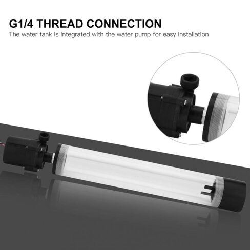 19W 12v CPU Water Cooling Pumpe Reservoir DIY Combo, 800L/H, G 1/4" Thread Port, PC CPU Water Cooling System Heat Exchanger Tool, Transparent Acrylic Material, Easy Install(300mm) in Saudi Arabia