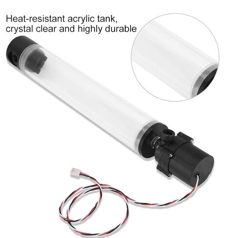 19W 12v CPU Water Cooling Pumpe Reservoir DIY Combo, 800L/H, G 1/4" Thread Port, PC CPU Water Cooling System Heat Exchanger Tool, Transparent Acrylic Material, Easy Install(300mm) in Saudi Arabia