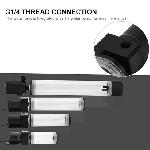 19W 12v CPU Water Cooling Pumpe Reservoir DIY Combo, 800L/H, G 1/4" Thread Port, PC CPU Water Cooling System Heat Exchanger Tool, Transparent Acrylic Material, Easy Install(300mm) in Saudi Arabia
