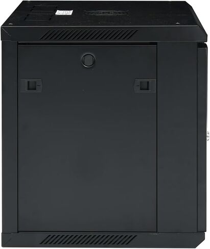 9U Wall-Mounted Network Cabinet 19 Inch, IP20 Rated, 600x450x510mm, Black Steel with Lockable Tempered Glass Door, Removable Side Panels, Supports Wall or Desktop Use in Kuwait