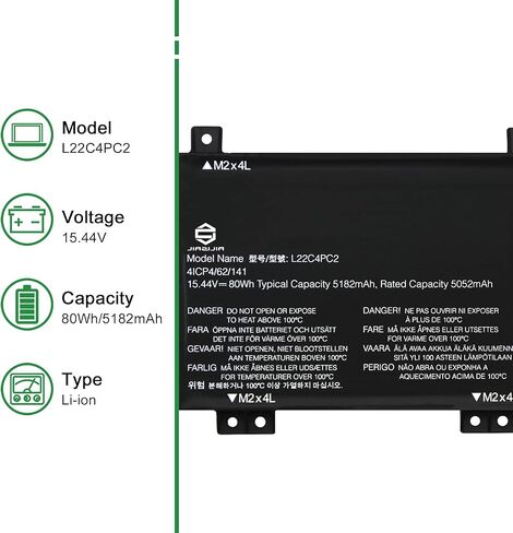 استبدال بطارية الكمبيوتر المحمول L22C4PC2 لجهاز Lenovo Legion Slim 5 16APH8 16IRH8 LOQ 16APH8 16IRH8 Series SB11K38739 5B11K38743 L22D4PC2 SB11K38742 L22B4PC2 L22M4PC2 SB11K38741 15.44V 80 واط ساعة in Kuwait
