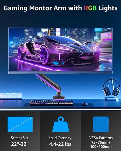 MOUNTUP RGB Single Monitor Arm VESA Mount Extender in Saudi Arabia