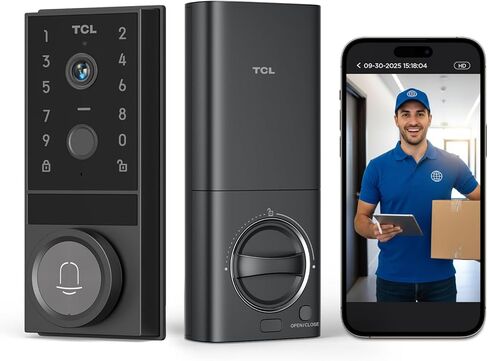 TCL Video Smart Lock D1 Max ، 3-in-1 2K Camera+Doorbell+Phousprint Door Lock ، و Wi-Fi Deadbolt المدمج للباب الأمامي ، وإدخال بدون مفتاح ، وقفل تلقائي ، والتحكم عن بُعد في التطبيق ، وتثبيت سهل. in Saudi Arabia