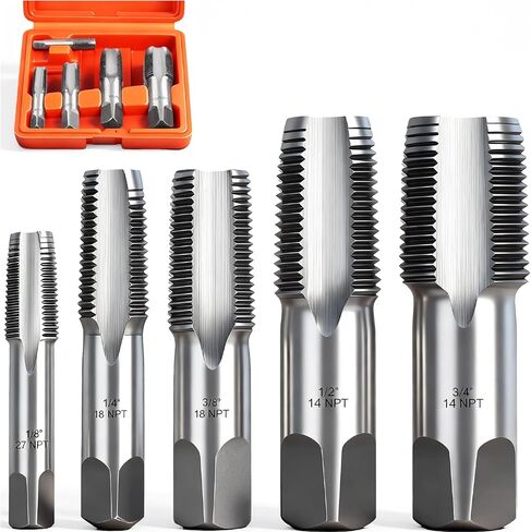 HORUSDY 6-Piece NPT Pipe Tap Set, Sizes Includes 1/8", 1/4", 3/8", 1/2", 3/4" and 1" in Kuwait