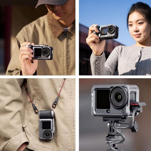 PGYTECH Camera Cage for Osmo Action 6, Aluminum Alloy Housing Vlogging Case, Protective Frame with Magnetic Quick Release Connector, 1/4" Thread Hole, Cold Shoe for Light/Microphone (Camera Cage+Grip) in Saudi Arabia