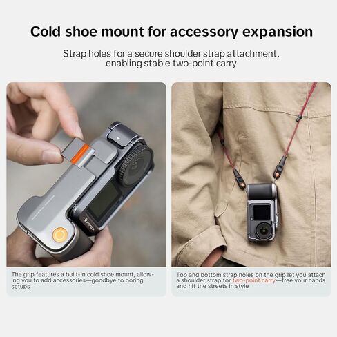 PGYTECH Camera Cage for Osmo Action 6, Aluminum Alloy Housing Vlogging Case, Protective Frame with Magnetic Quick Release Connector, 1/4" Thread Hole, Cold Shoe for Light/Microphone (Camera Cage+Grip) in Saudi Arabia