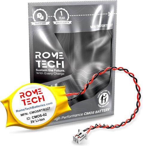 بطارية Rome Tech CMOS BIOS لجهاز Dell Alienware 15 R3 / 17 R4 / 17 R5 - بطارية احتياطية للكمبيوتر المحمول 3V RTC CR2032 مع كابلين سلكيين in Kuwait